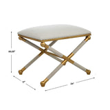 Modern European furniture - Gold Framed White Bench S - www.oroa.com
