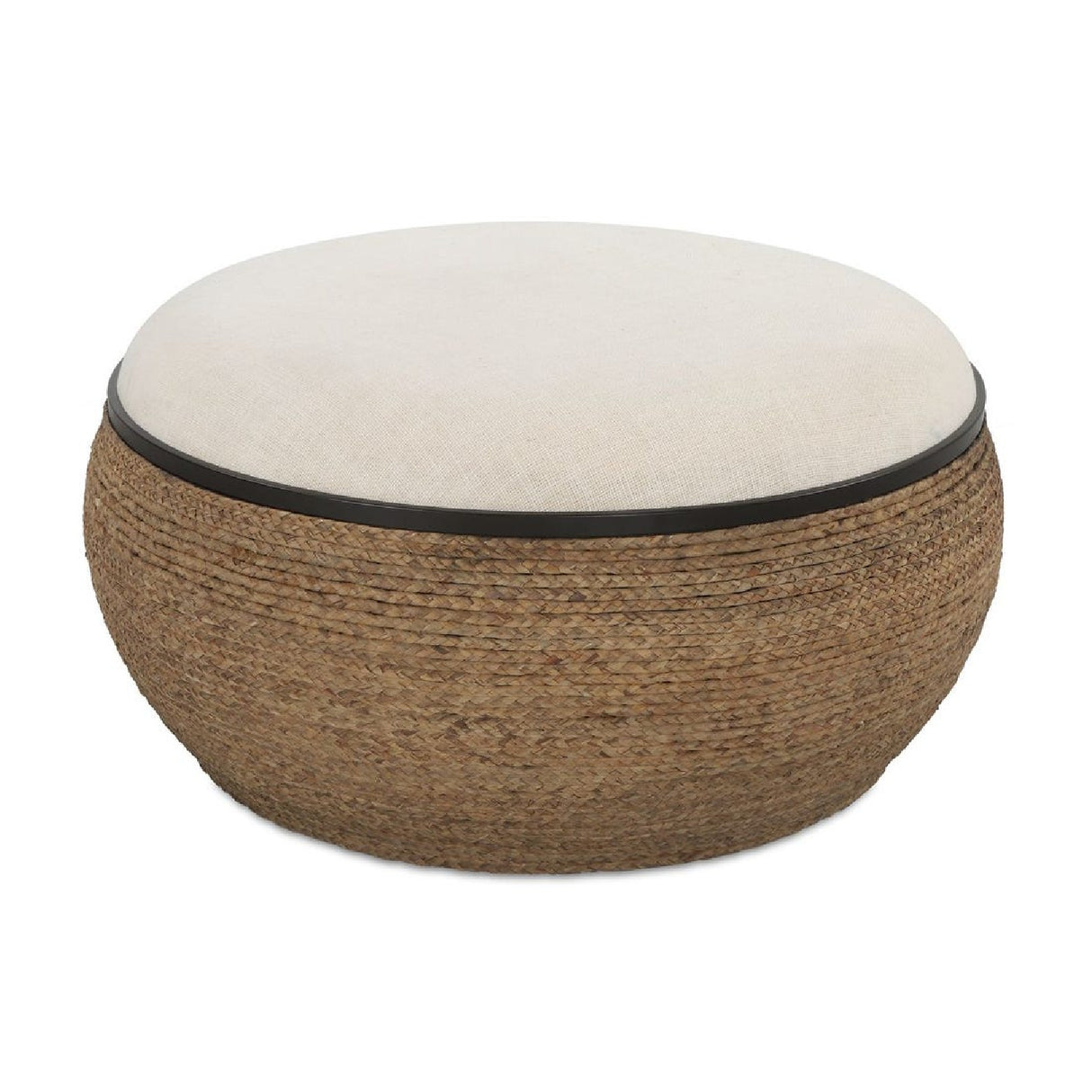   Braided Straw Round Ottoman | Oroa.com