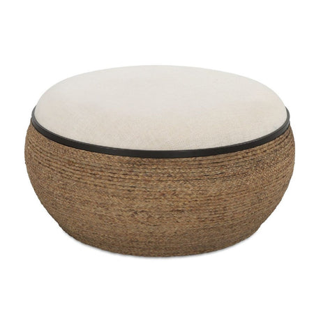 Braided Straw Round Ottoman | Uttermost  Island