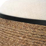 Braided Straw Round Ottoman | Uttermost  Island