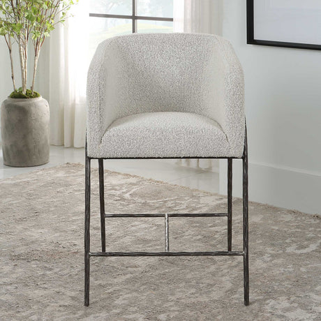 Modern European furniture - Barrel-Back Boucle Counter Stool - www.oroa.com