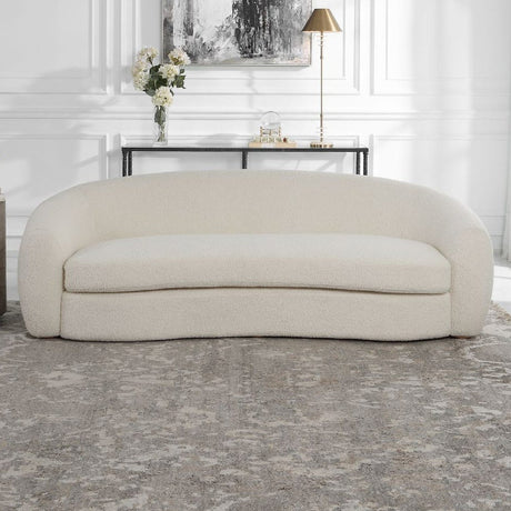 Modern European furniture - White Shearling Curved Sofa - www.oroa.com