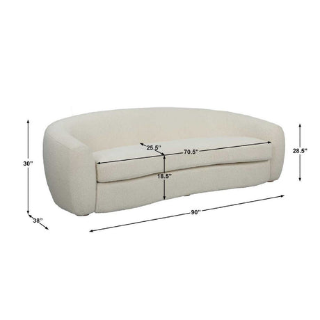 Modern European furniture - White Shearling Curved Sofa - www.oroa.com
