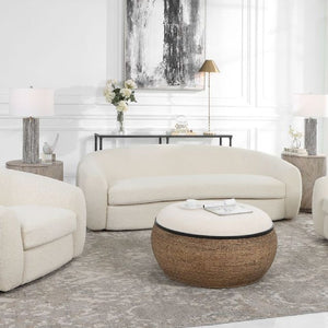   White Shearling Curved Sofa | Oroa.com