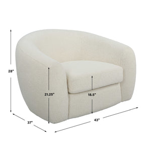   White Shearling Curved Swivel Chair | Oroa.com