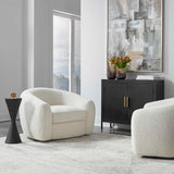 White Shearling Curved Swivel Chair | Uttermost Capra