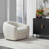 White Shearling Curved Swivel Chair | Uttermost Capra