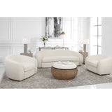 White Shearling Curved Swivel Chair | Uttermost Capra