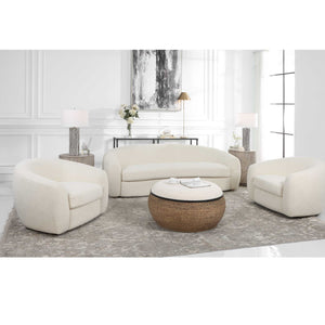   White Shearling Curved Swivel Chair | Oroa.com
