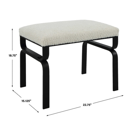 Iron Base White Shearling Bench S | Uttermost Diverge