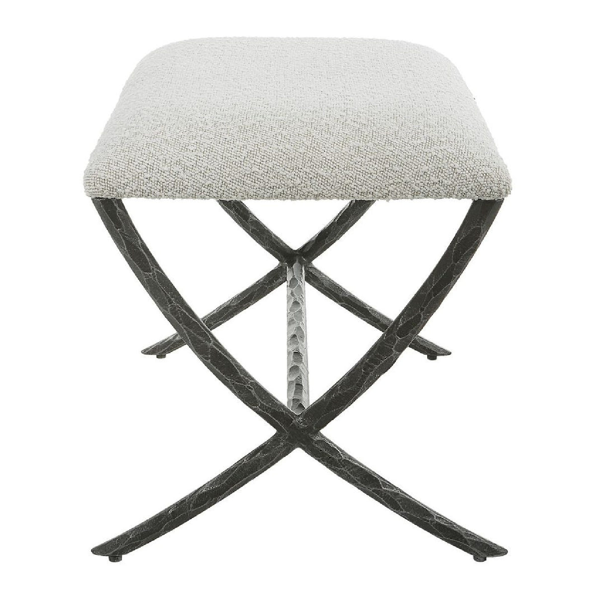   Iron Base White Boucle Bench S | Oroa.com