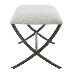   Iron Base White Boucle Bench S | Oroa.com