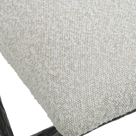 Modern European furniture - Iron Base White Boucle Bench S - www.oroa.com