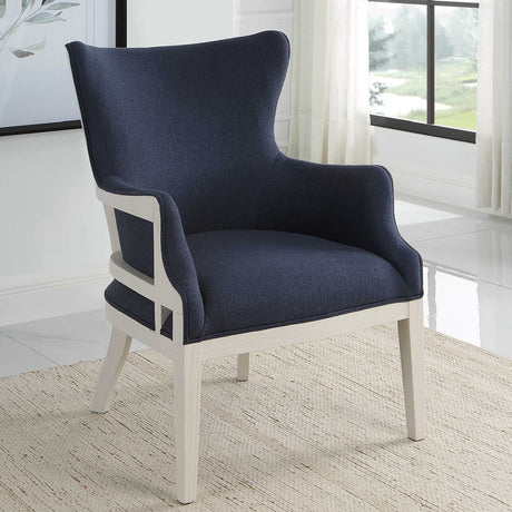 Modern European furniture - Woven Blue Fabric Accent Chair - www.oroa.com