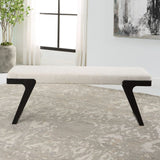 Modern European furniture - White Chenille Boucle Bench - www.oroa.com