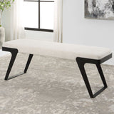 Modern European furniture - White Chenille Boucle Bench - www.oroa.com