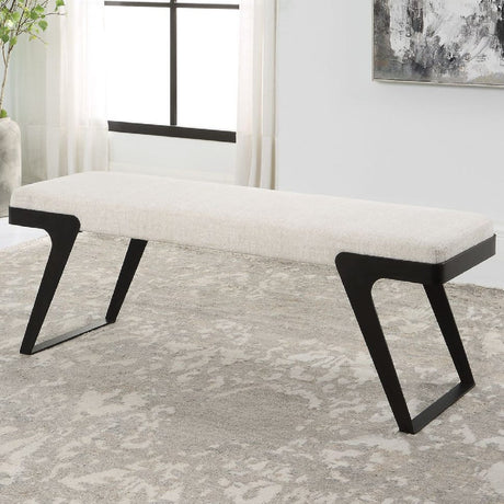   White Chenille Boucle Bench | Oroa.com