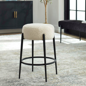   White Shearling Counter Stool | Oroa.com
