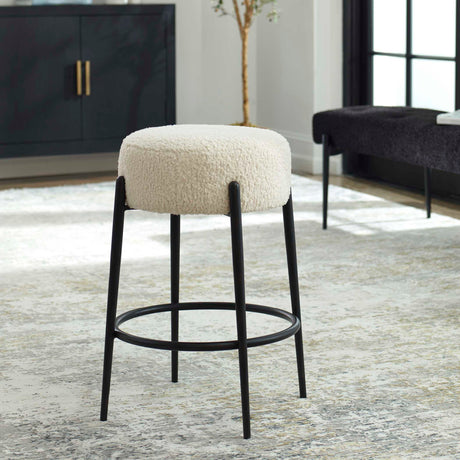   White Shearling Counter Stool | Oroa.com