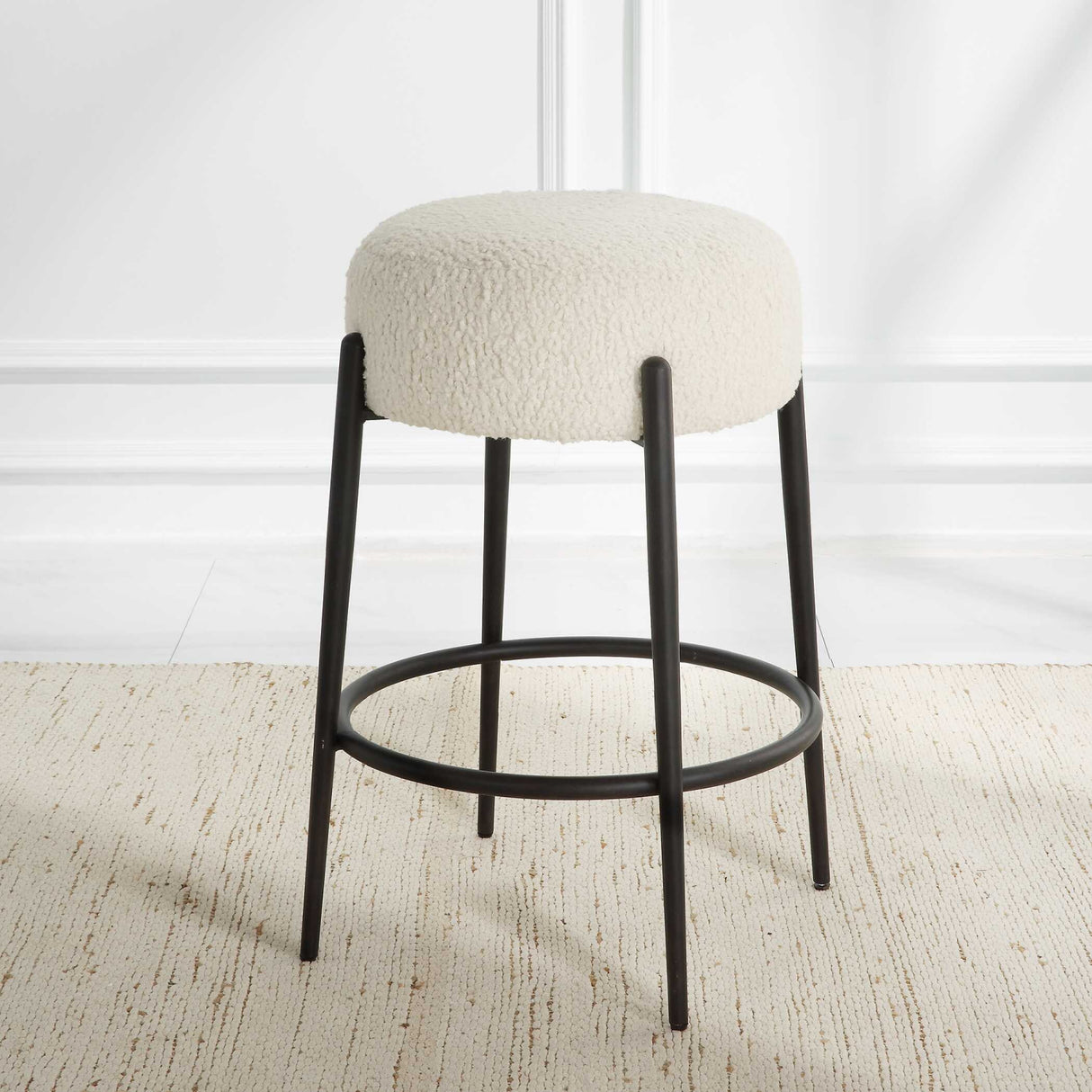   White Shearling Counter Stool | Oroa.com