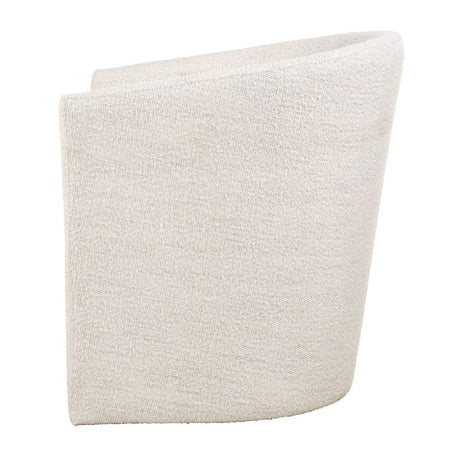 Modern European furniture - White Boucle Barrel Accent Chair - www.oroa.com