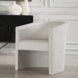 Modern European furniture - White Boucle Barrel Accent Chair - www.oroa.com