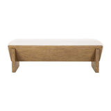 Modern European furniture - Wooden Framed White Sheepskin Bench - www.oroa.com