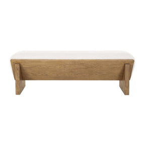 Wooden Framed White Sheepskin Bench by Uttermost Wedged