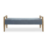 Modern European furniture - Wood Framed Blue Fabric Bench - www.oroa.com