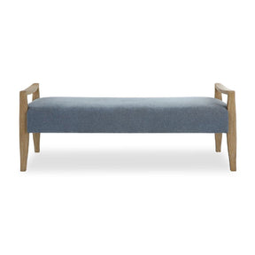 Wood Framed Blue Fabric Bench by Uttermost Daylight