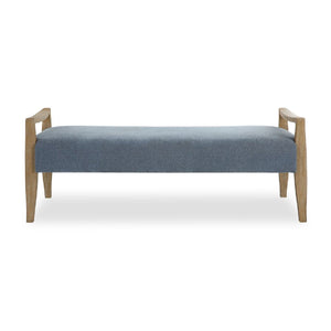   Wood Framed Blue Fabric Bench | Oroa.com