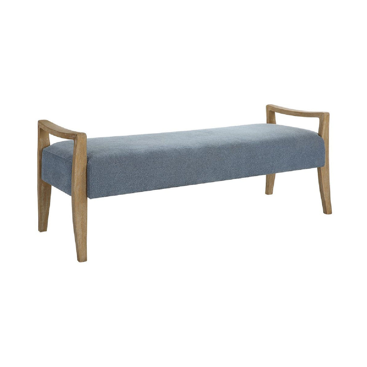   Wood Framed Blue Fabric Bench | Oroa.com