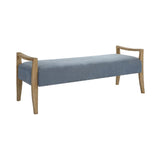 Modern European furniture - Wood Framed Blue Fabric Bench - www.oroa.com