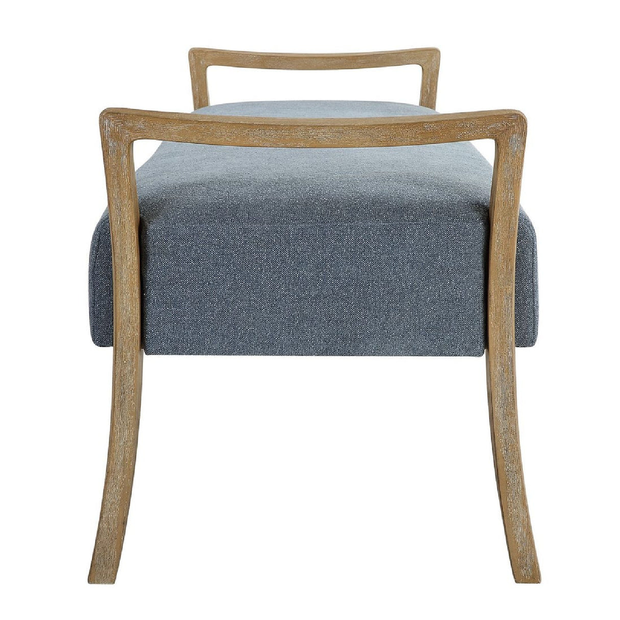   Wood Framed Blue Fabric Bench | Oroa.com