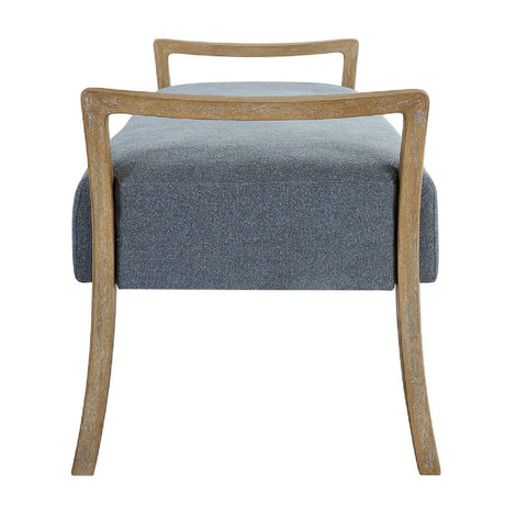 Modern European furniture - Wood Framed Blue Fabric Bench - www.oroa.com