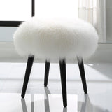 White Sheepskin Accent Stool | Uttermost Wooly