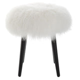 White Sheepskin Accent Stool | Uttermost Wooly