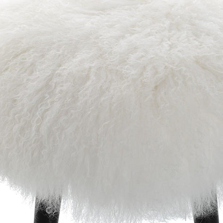 White Sheepskin Accent Stool | Uttermost Wooly