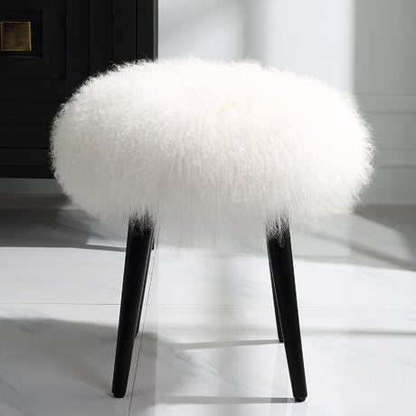  White Sheepskin Accent Stool | Oroa.com