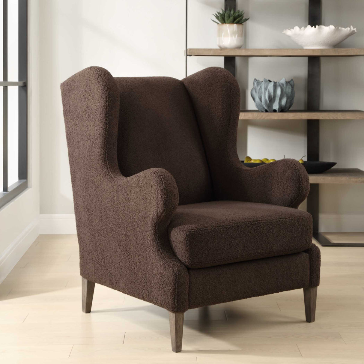   Brown Shearling Accent Chair | Oroa.com