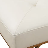 Modern European furniture - Tufted White Leather Bench - www.oroa.com