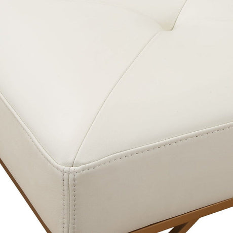 Modern European furniture - Tufted White Leather Bench - www.oroa.com