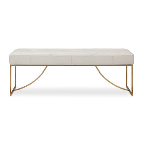 Tufted White Leather Bench by Uttermost Swale