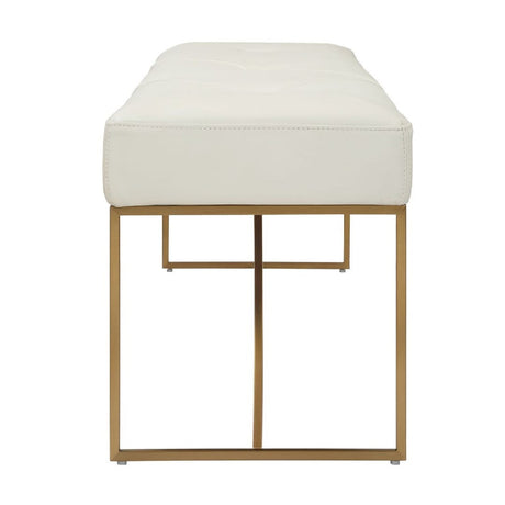 Modern European furniture - Tufted White Leather Bench - www.oroa.com