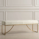 Modern European furniture - Tufted White Leather Bench - www.oroa.com