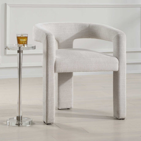 White Three-Legged Dining Chair | Uttermost Perspective