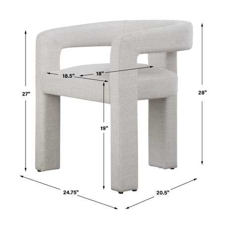 White Three-Legged Dining Chair | Uttermost Perspective