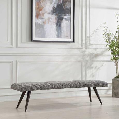 Modern European furniture - Gray Boucle Bench - www.oroa.com