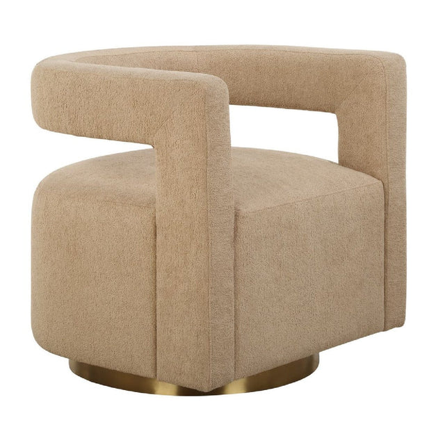 Beige Boucle Modern Swivel Chair by Uttermost Grounded, alternate view 3