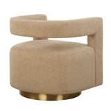Modern European furniture - Beige Boucle Modern Swivel Chair - www.oroa.com